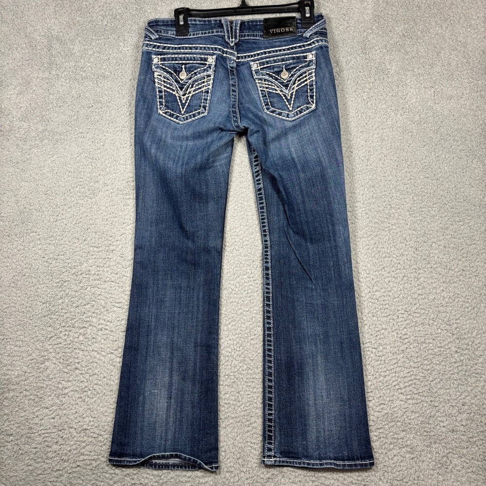 Vigoss Jeans Women 5/6 Blue The New York Bootcut Thick Stitch Flap Pocket Denim - Picture 6 of 10